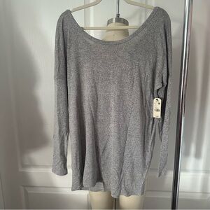 Garage Heather Gray Long Sleeve Tunic Top with Back Lace Up Size L